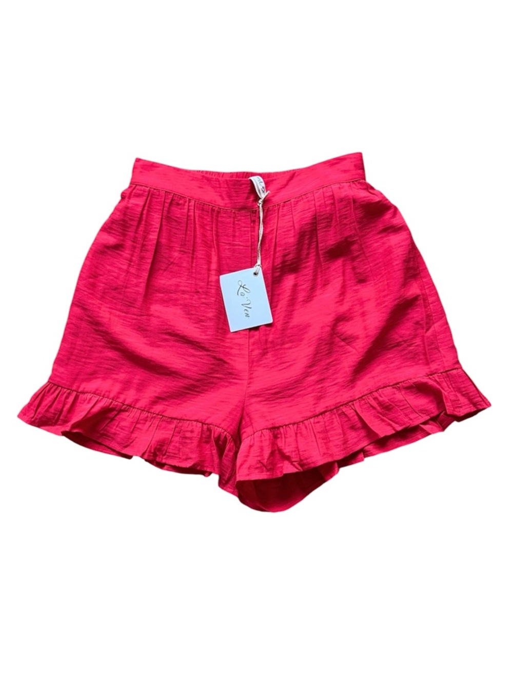 LaVen Red High Waisted Ruffle Shorts Tie Waist Coquette Boutique S